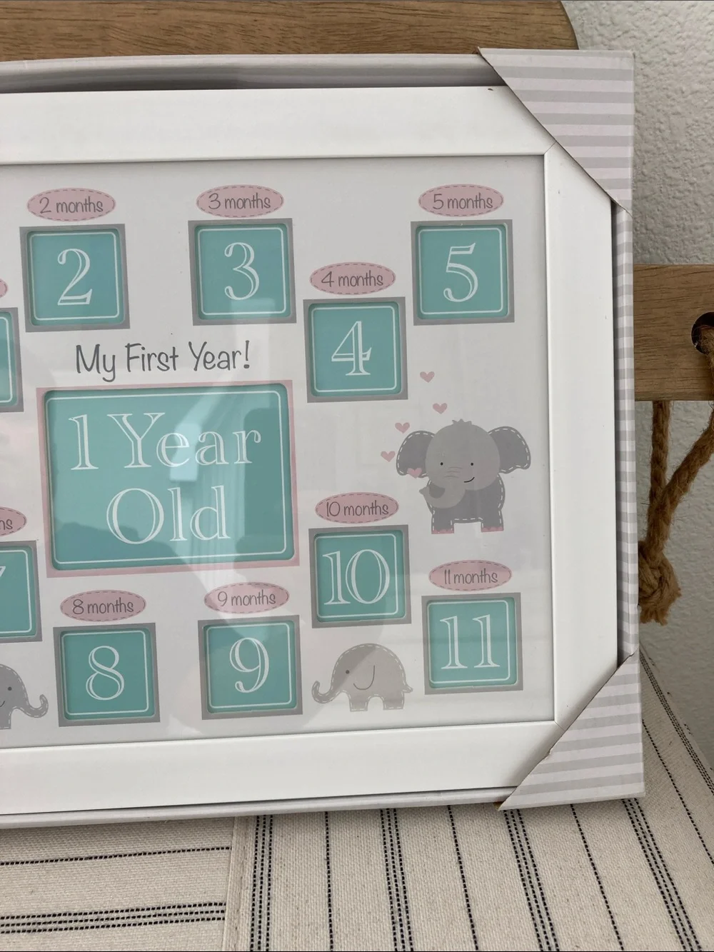 SALE! 50 % Off NWT My First Year Milestone White Frame Elephant 10.75” x 13.75”